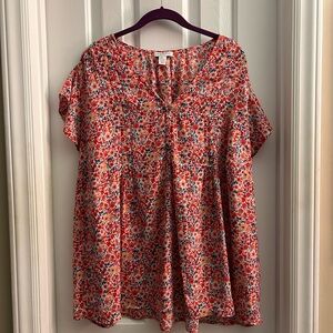 3X Carolina Belle Floral Red Women's Top